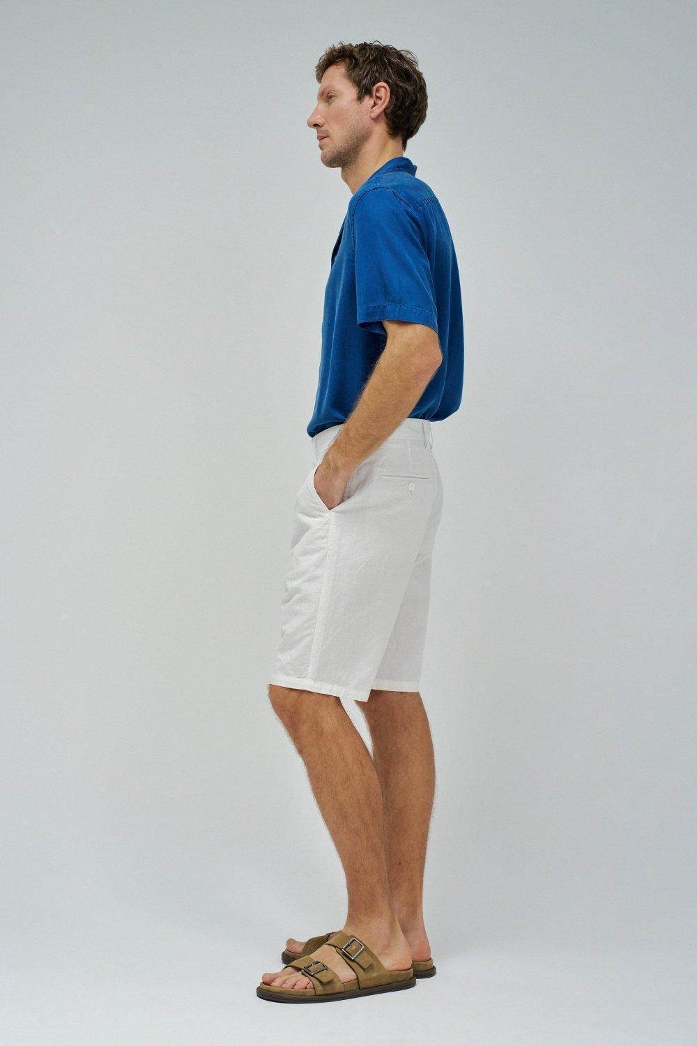 Plain Bermuda Shorts , White, medium