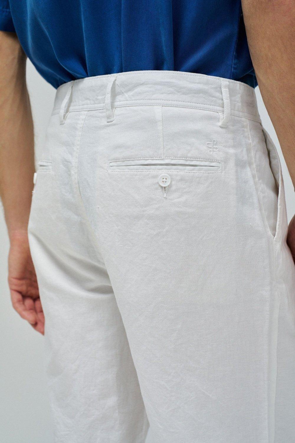Trousers With Linen Blend, White, large image number 4