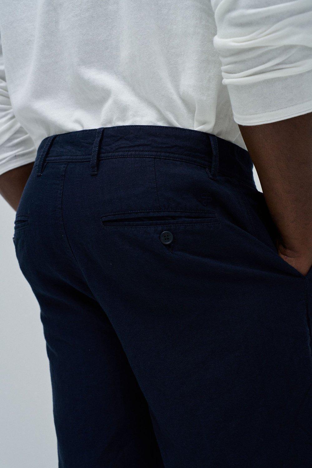 Trousers With Linen Blend, Navy, large image number 4