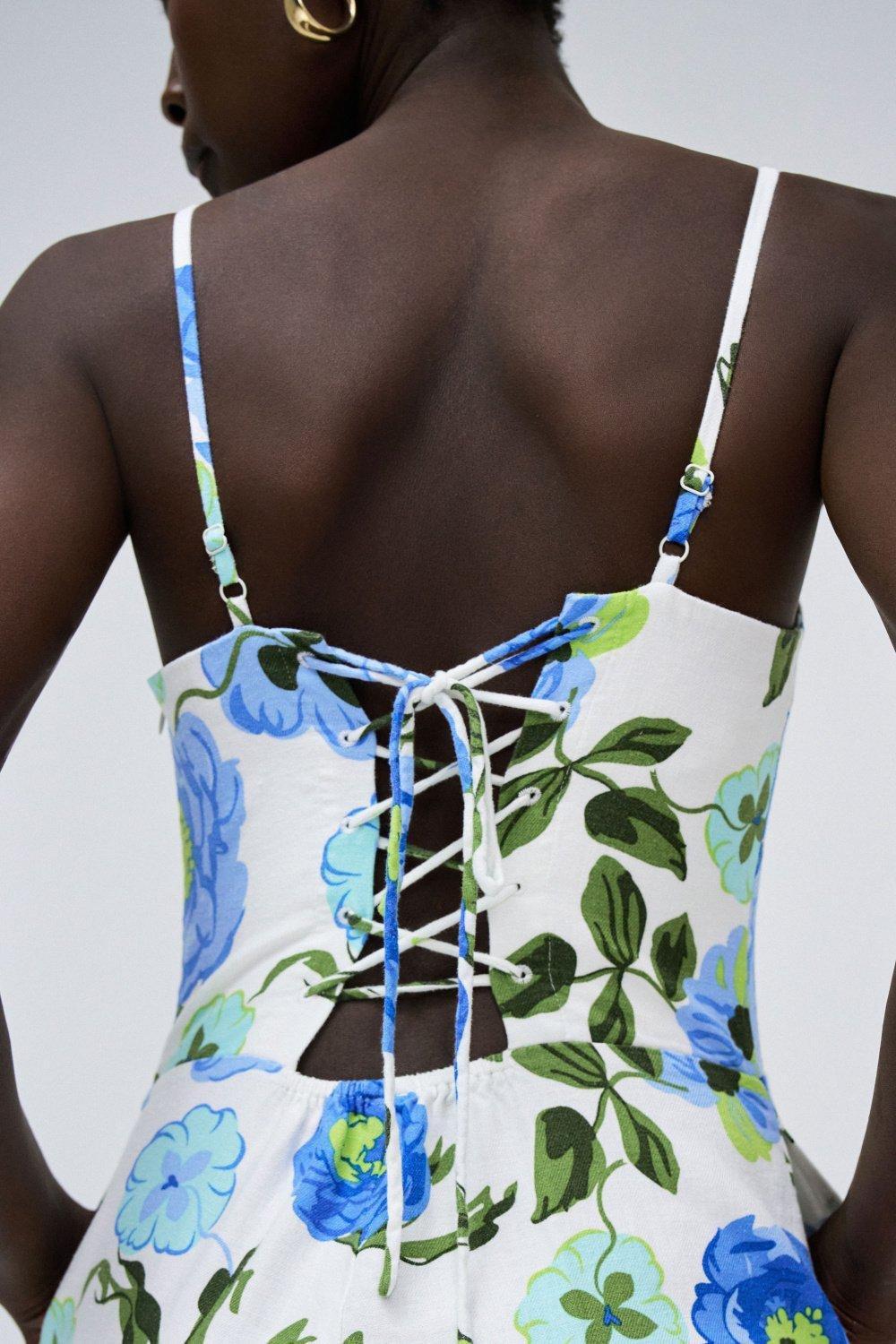 White Printed And Crossed Back Jumpsuit, , large image number 4