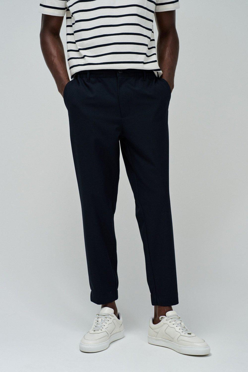 Blue Striped Tapered Joggers, , medium