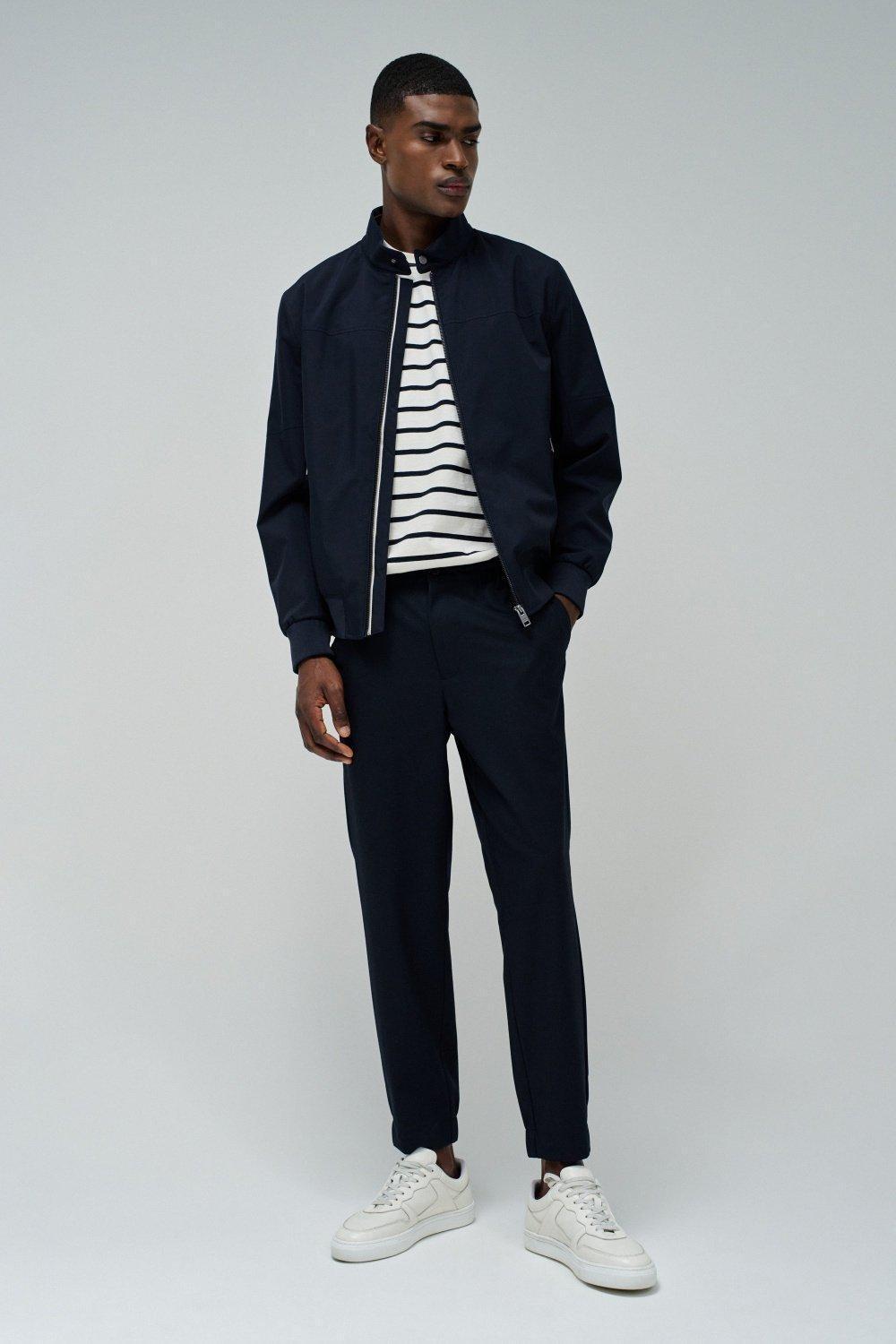 Blue Striped Tapered Joggers, , large image number 1