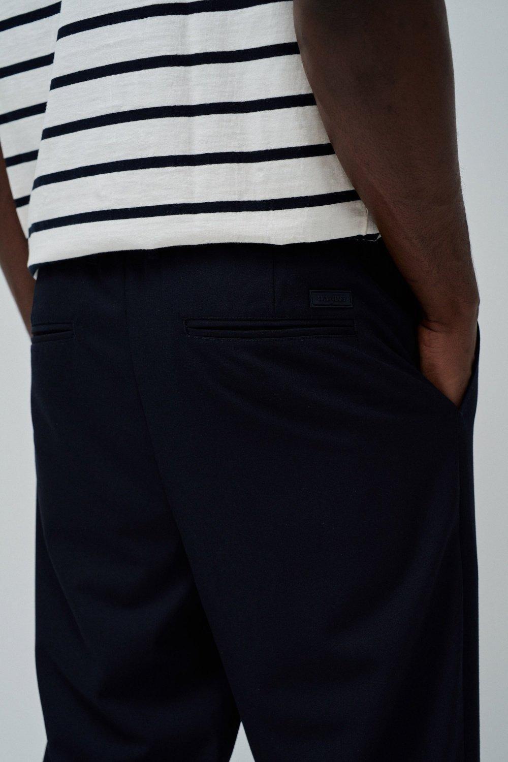 Blue Striped Tapered Joggers, , large image number 4
