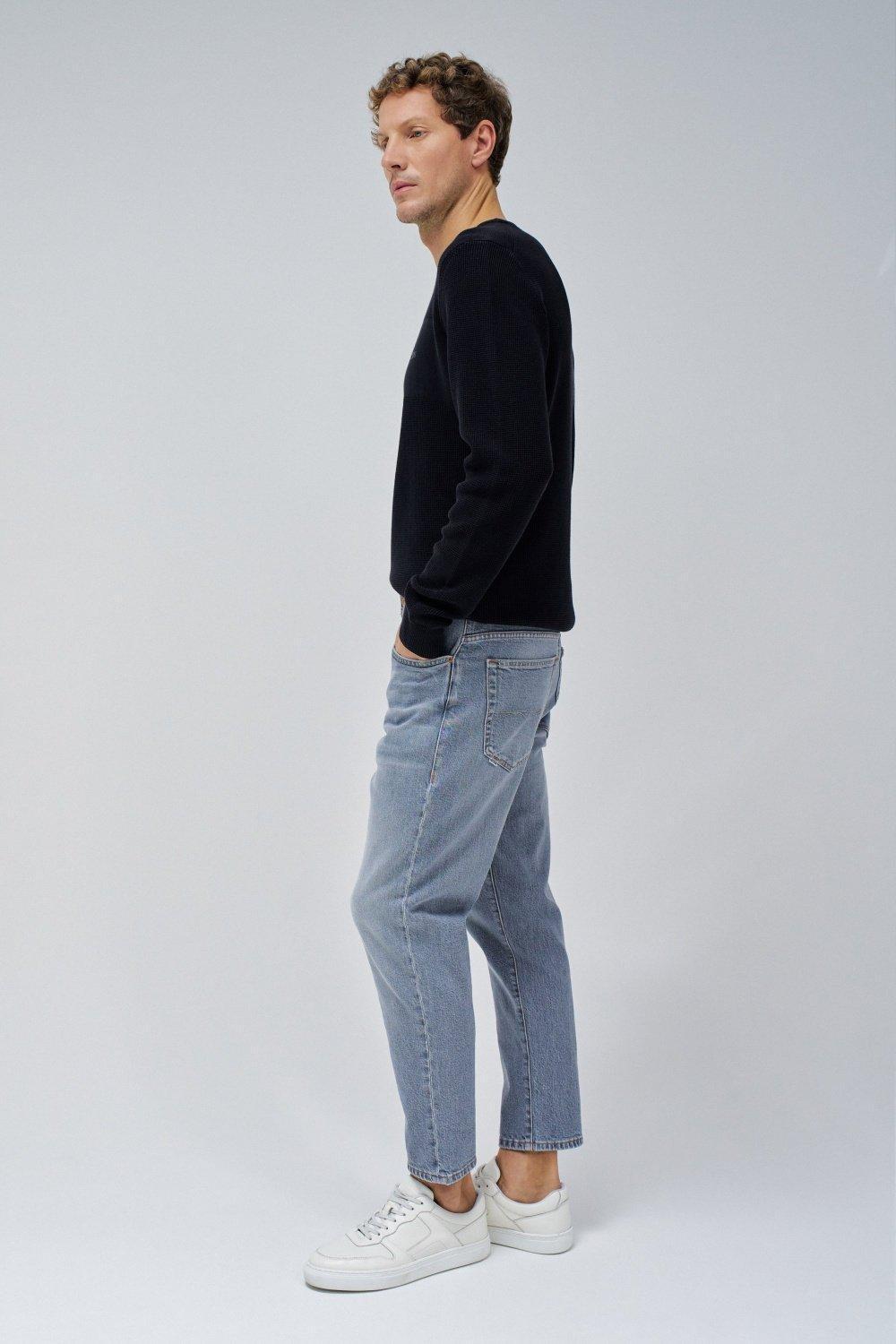 Grey Plain Baggy Cropped Jeans, , large image number 2