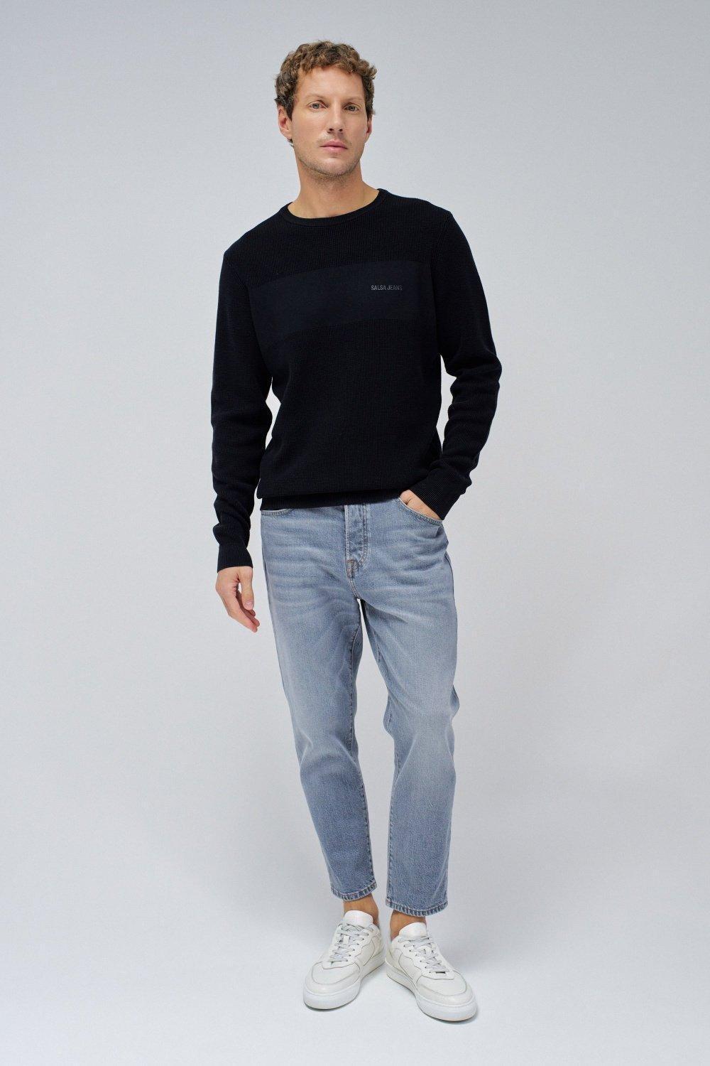 Tapered Cropped Jeans, GREY, medium