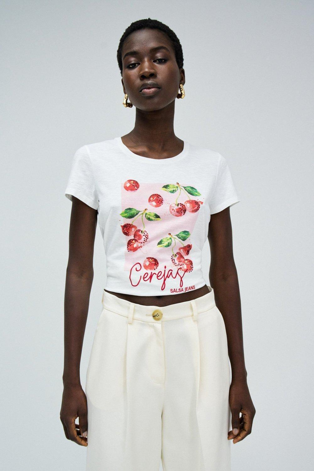 White Printed T-Shirt, , large image number 0