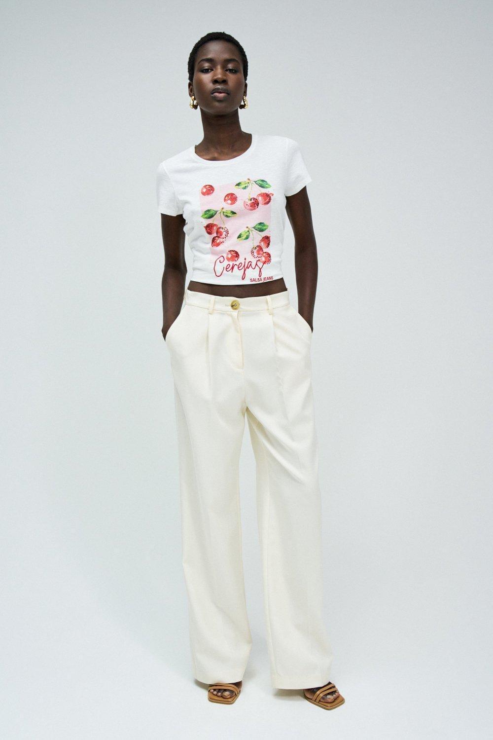 White Printed T-Shirt, , large image number 1