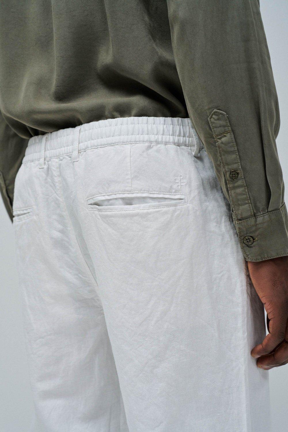 White Chino Linen Trousers, , large image number 4