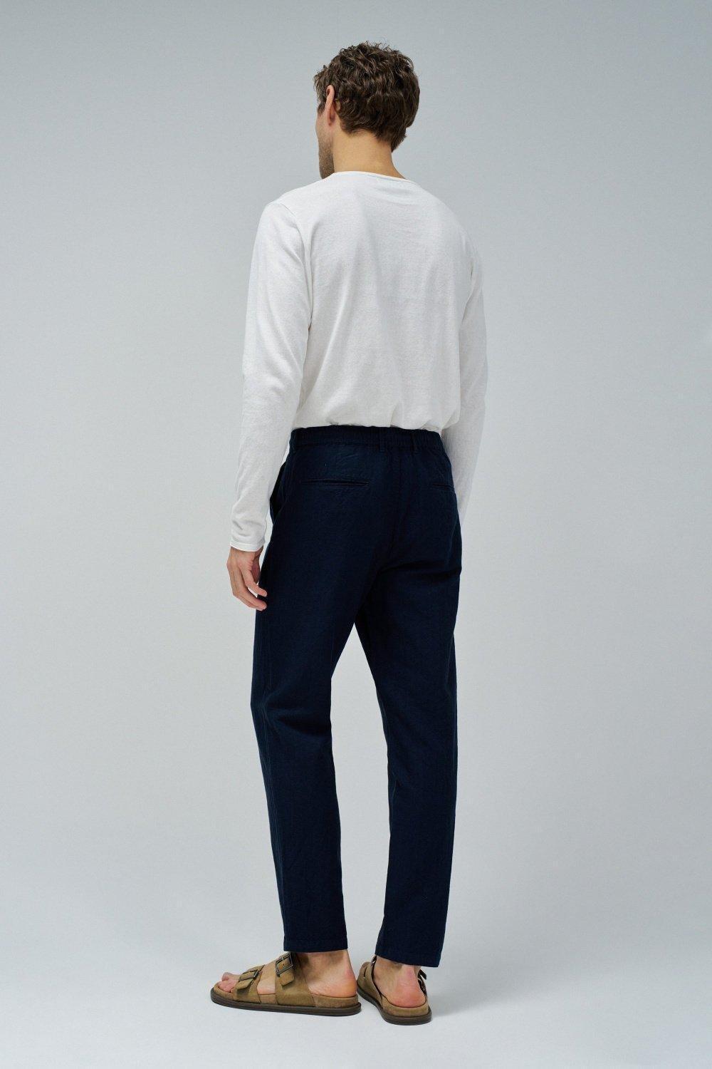 BLUE CHINO TROUSERS WITH LINEN BLEND, , large image number 3