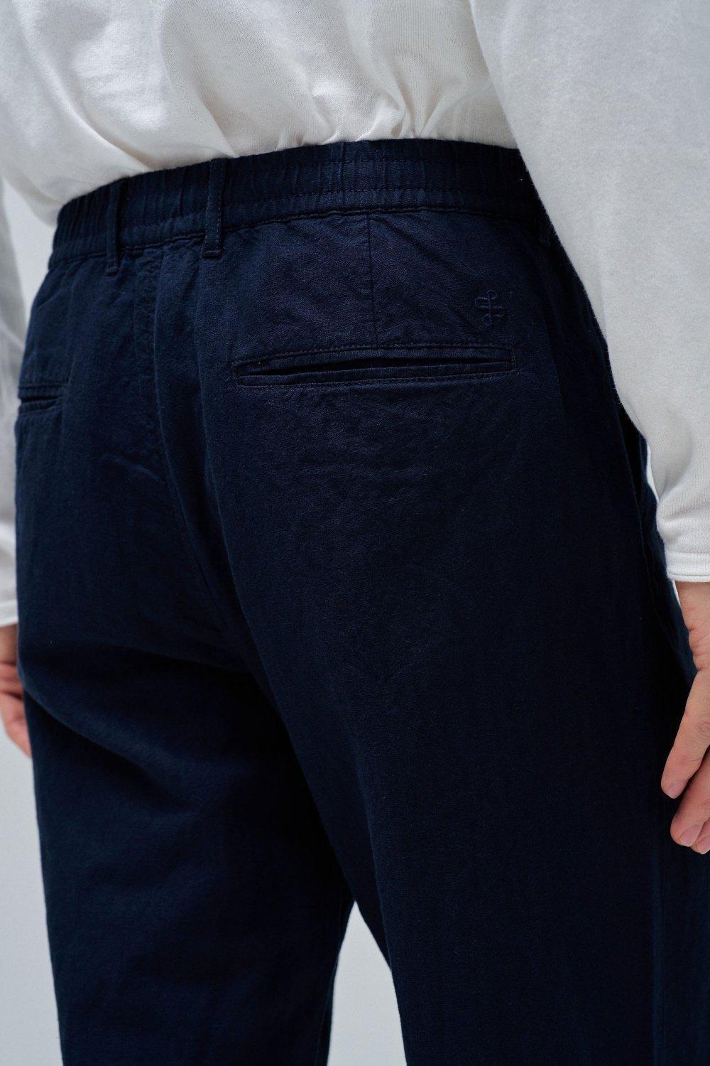 BLUE CHINO TROUSERS WITH LINEN BLEND, , large image number 4