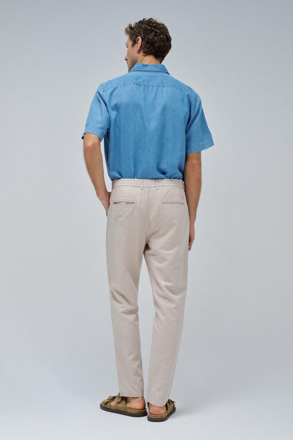 Chino Trousers With Linen Blend&nbsp;, Pearl, large image number 3