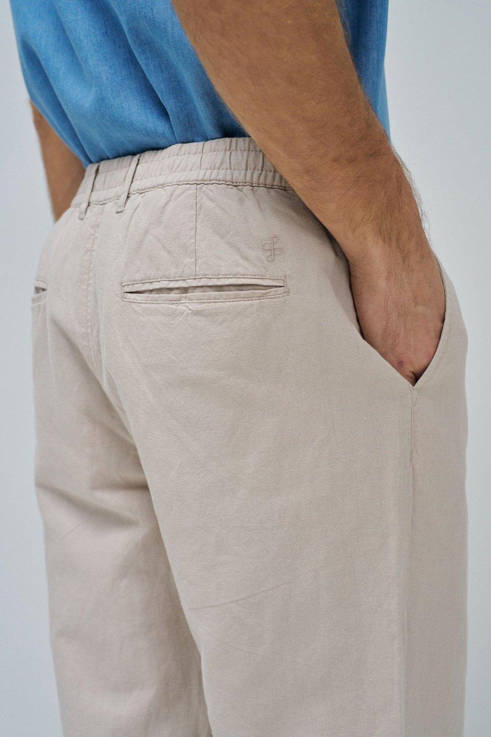 Chino Trousers With Linen Blend&nbsp;, Pearl, large image number 4