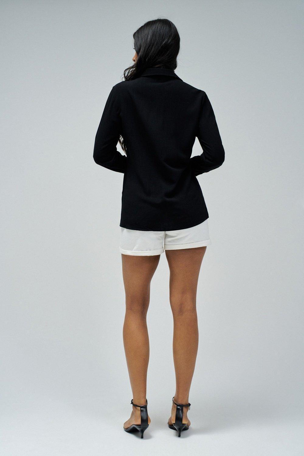 Black Plain Button Down Shirt, , large image number 3