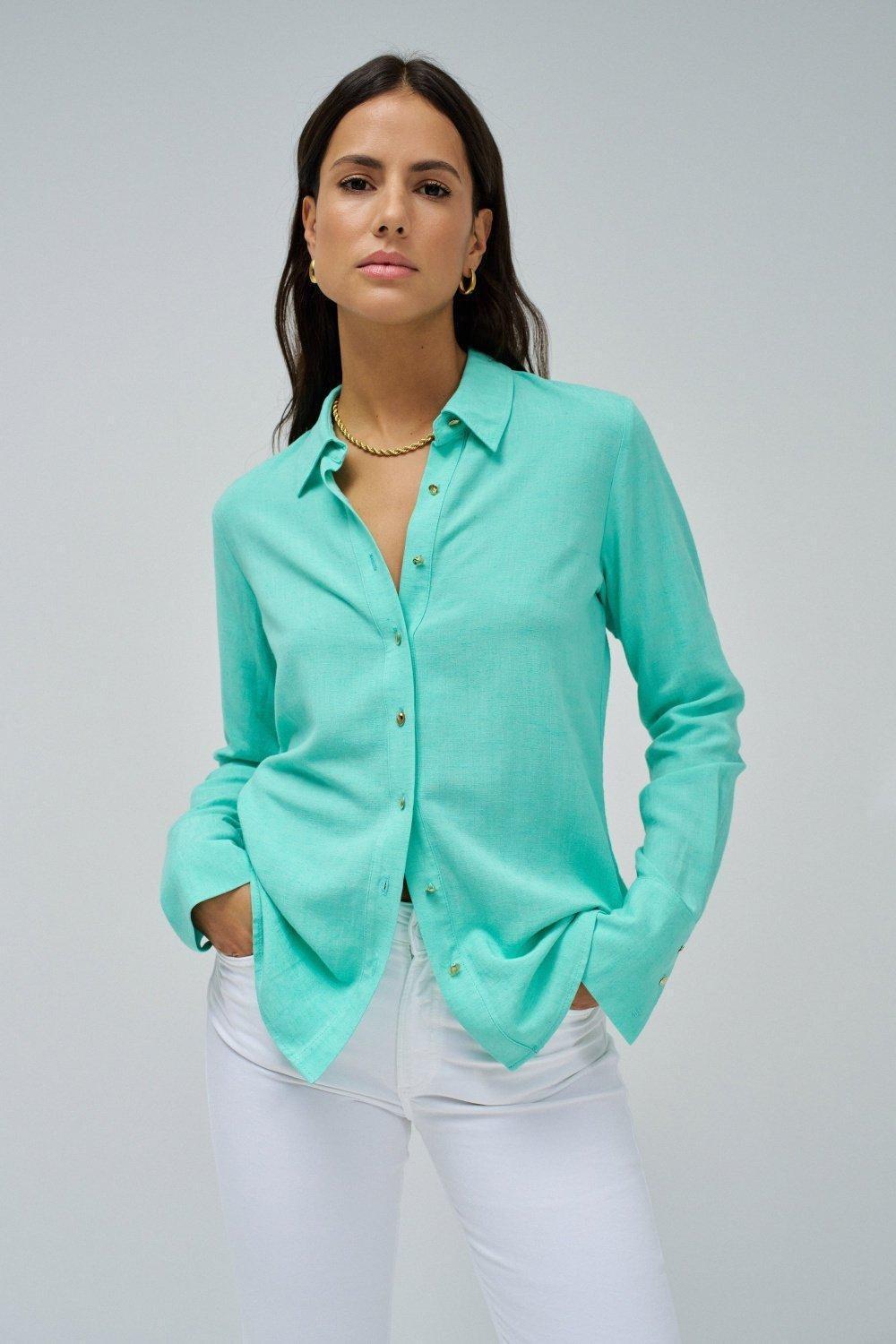 Green Plain Button Down Shirt, , large image number 0