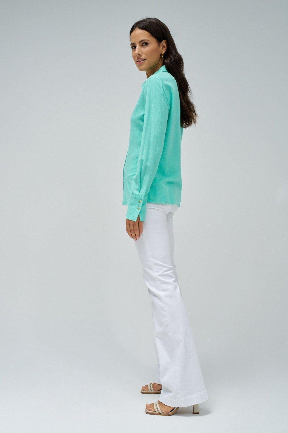 Green Plain Button Down Shirt, , large image number 2