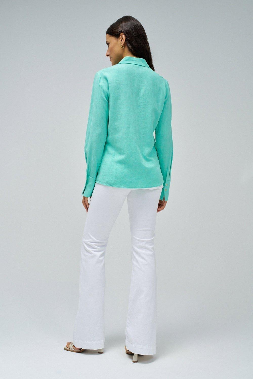Green Plain Button Down Shirt, , large image number 3