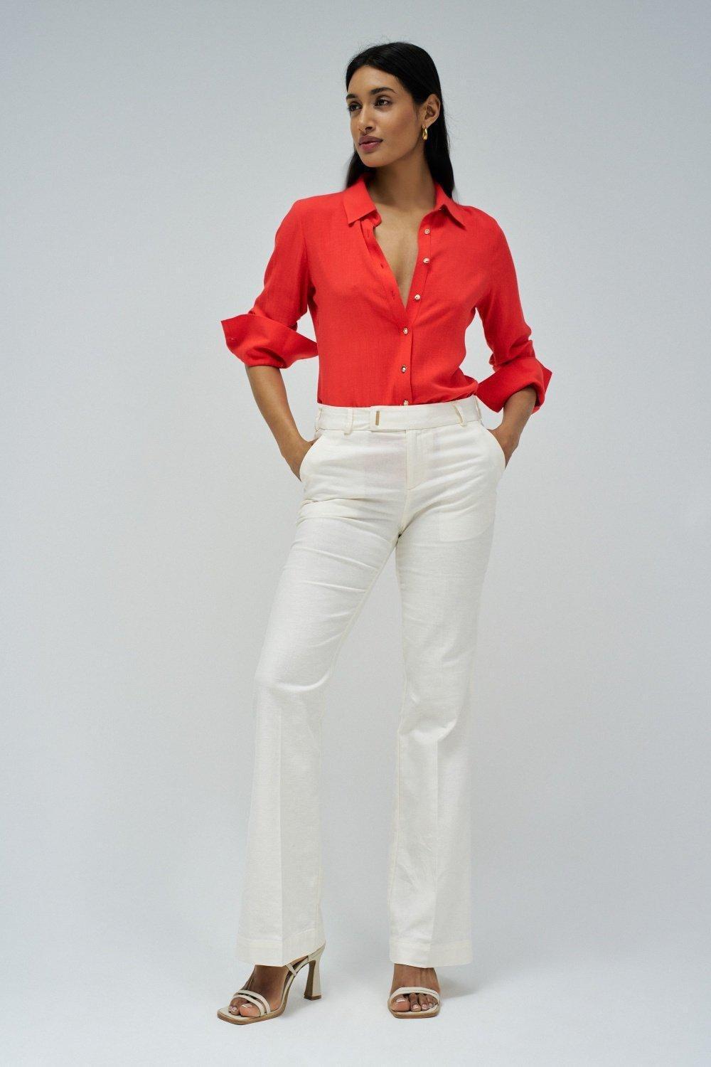 Red Plain Button Down Shirt, , large image number 1