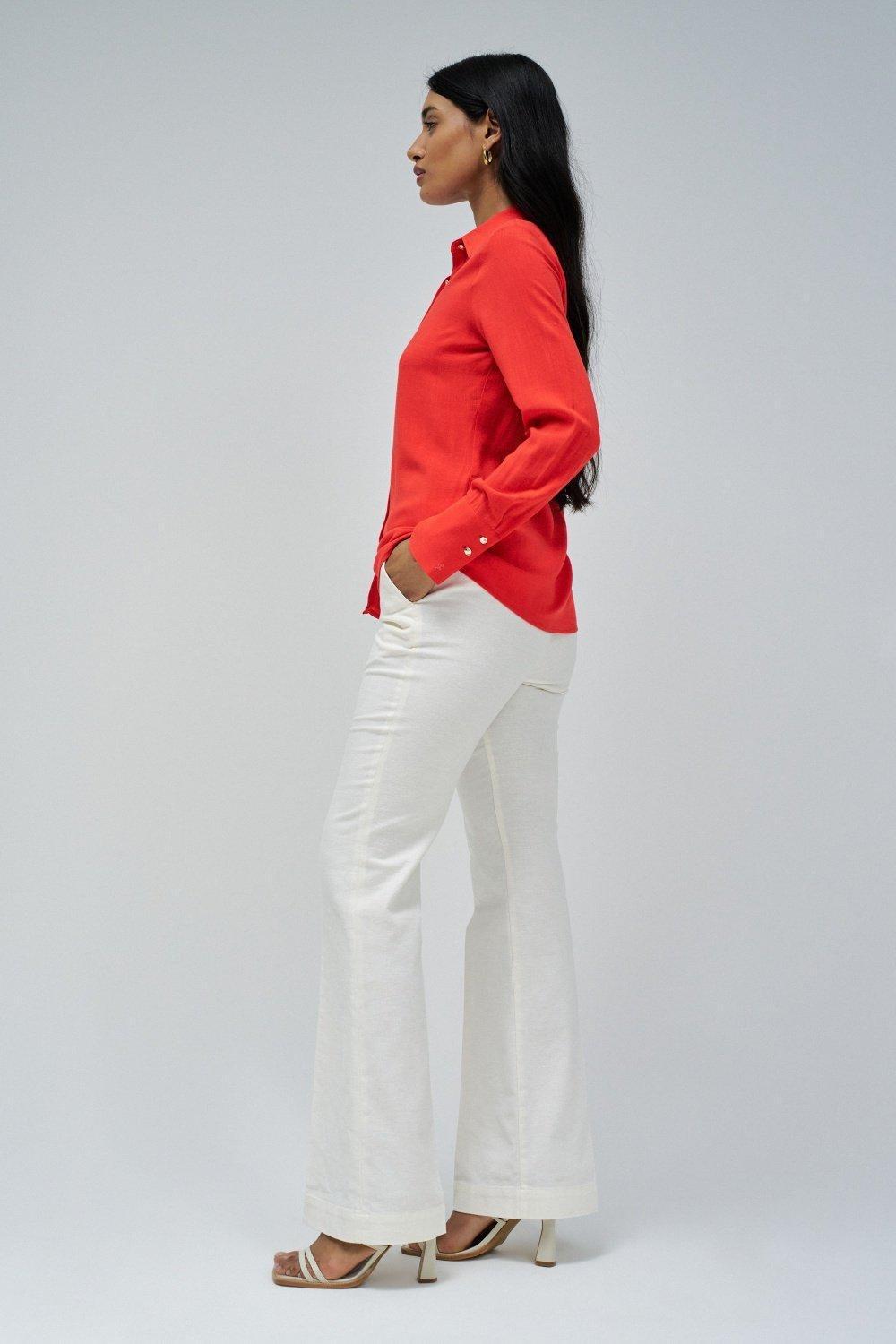 Red Plain Button Down Shirt, , large image number 2
