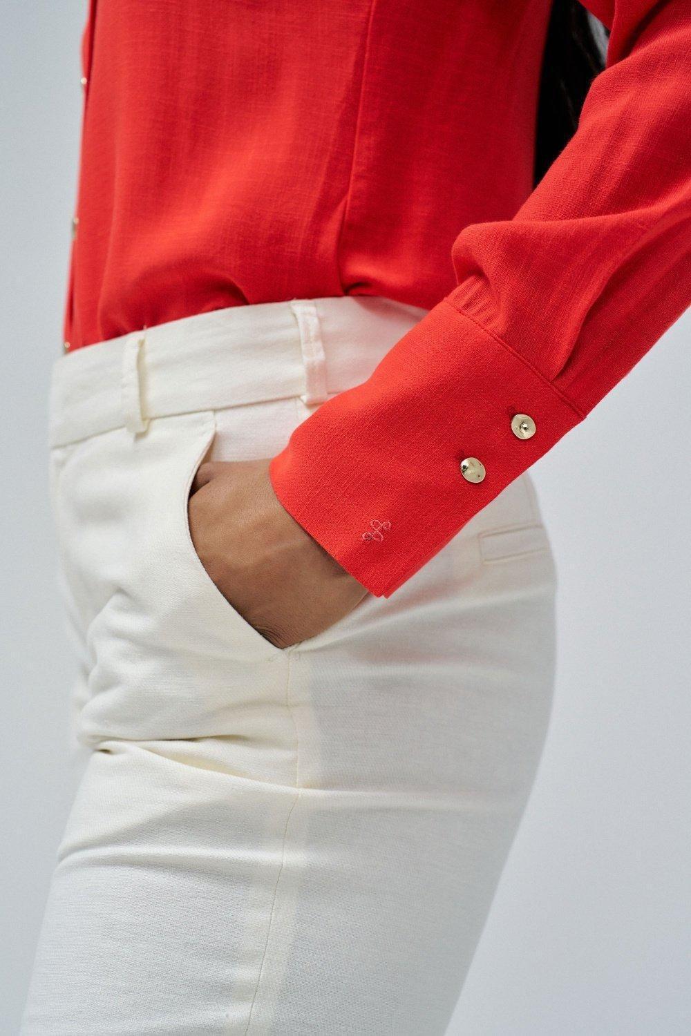 Red Plain Button Down Shirt, , large image number 4