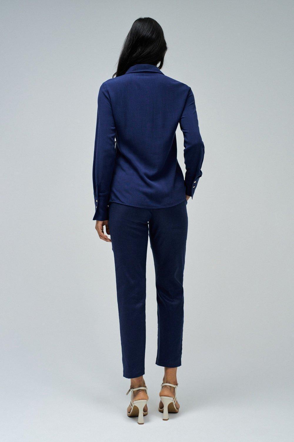 Blue Plain Button Down Shirt, , large image number 3