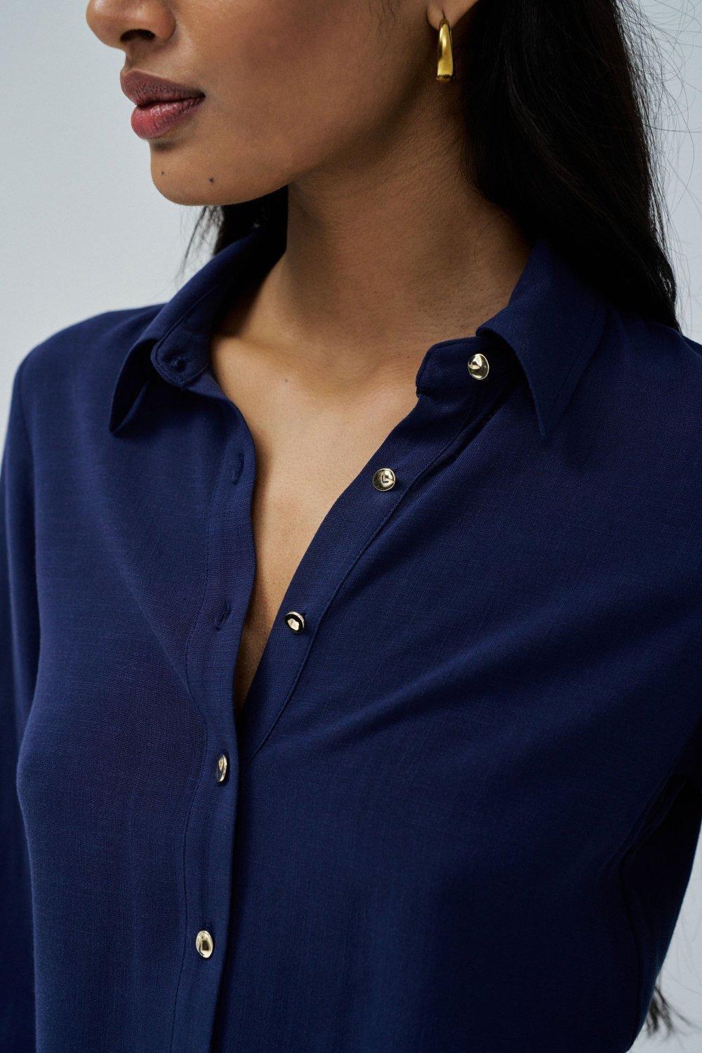 Blue Plain Button Down Shirt, , large image number 4