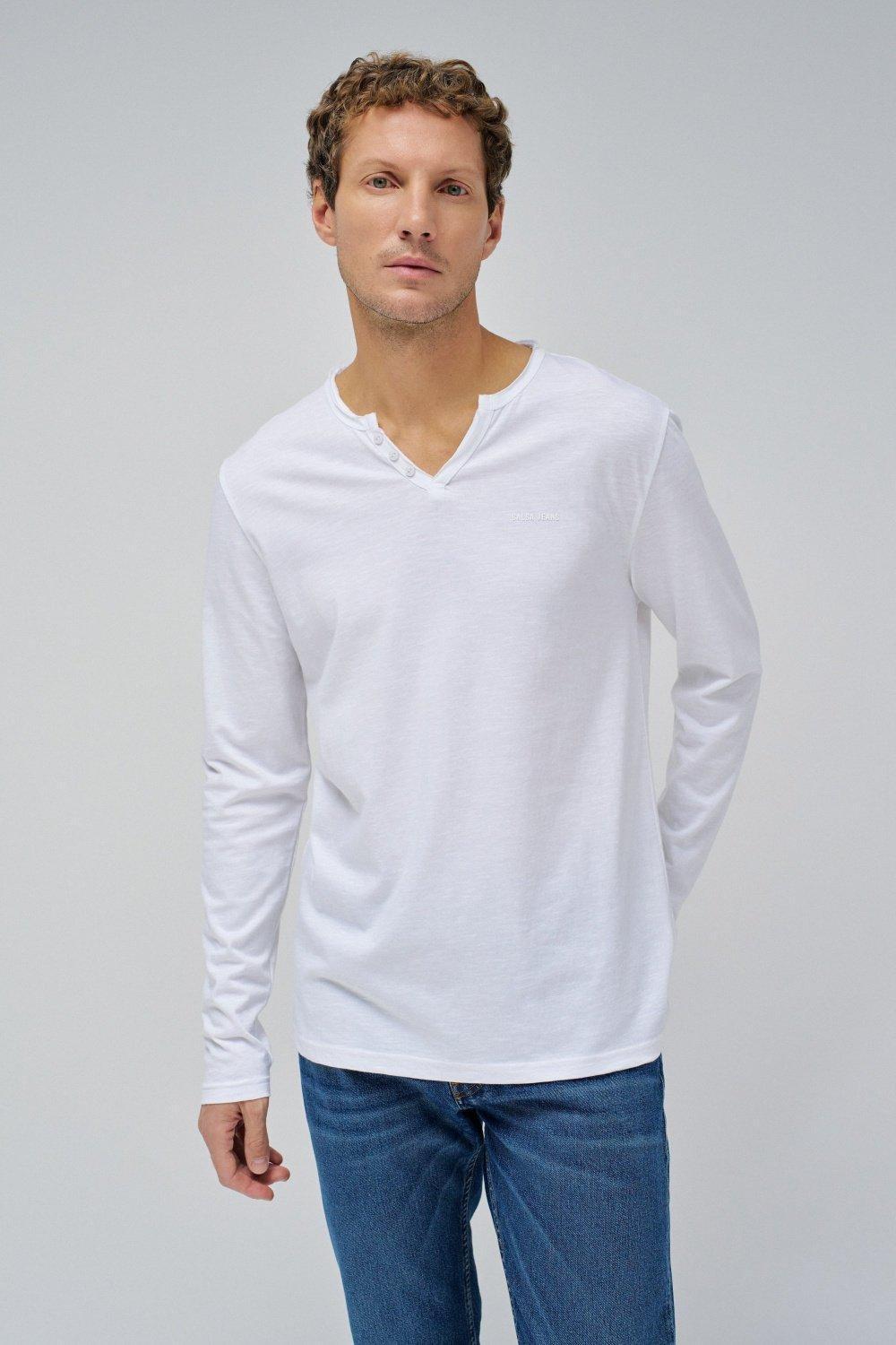 White Plain Basic Long T-Shirt, , medium