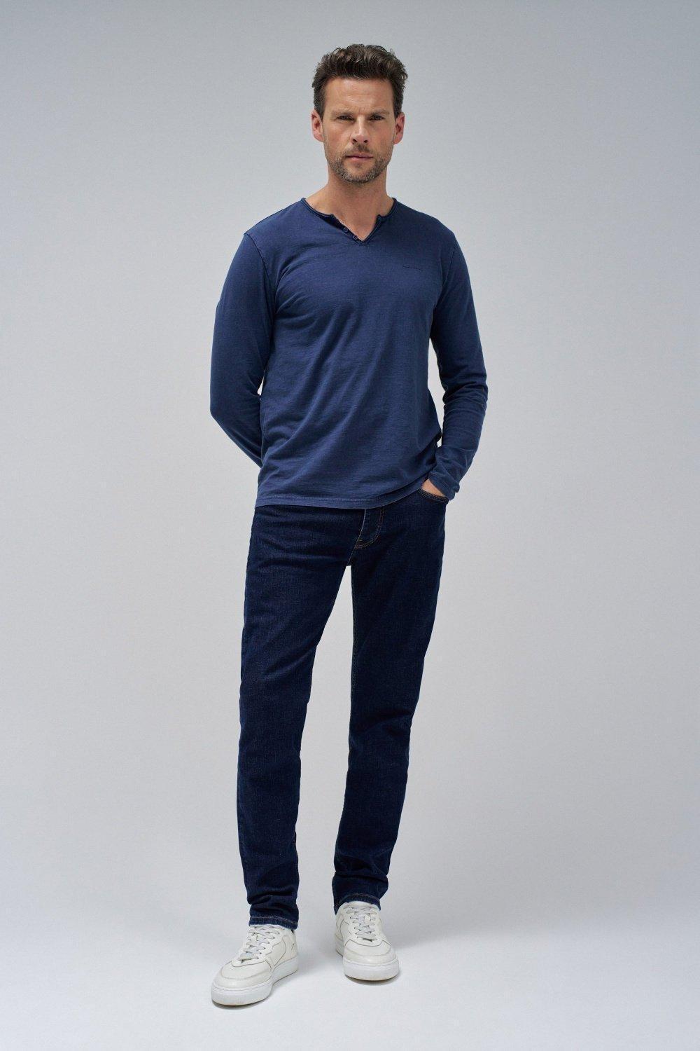Blue Solid Casual Long Sweater, , large image number 1