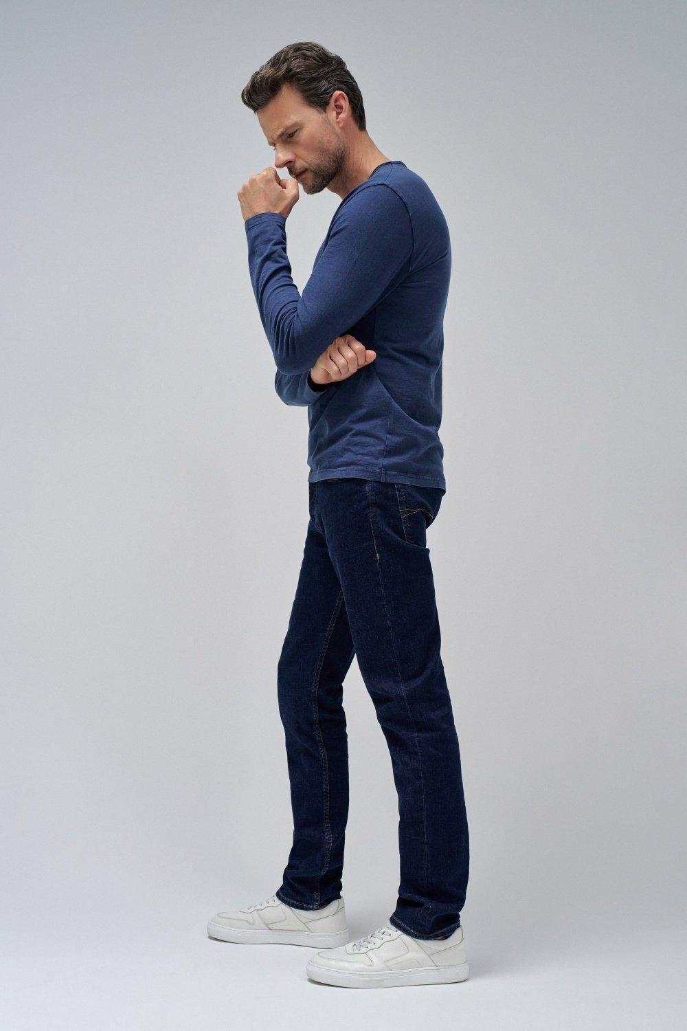 Blue Solid Casual Long Sweater, , large image number 2