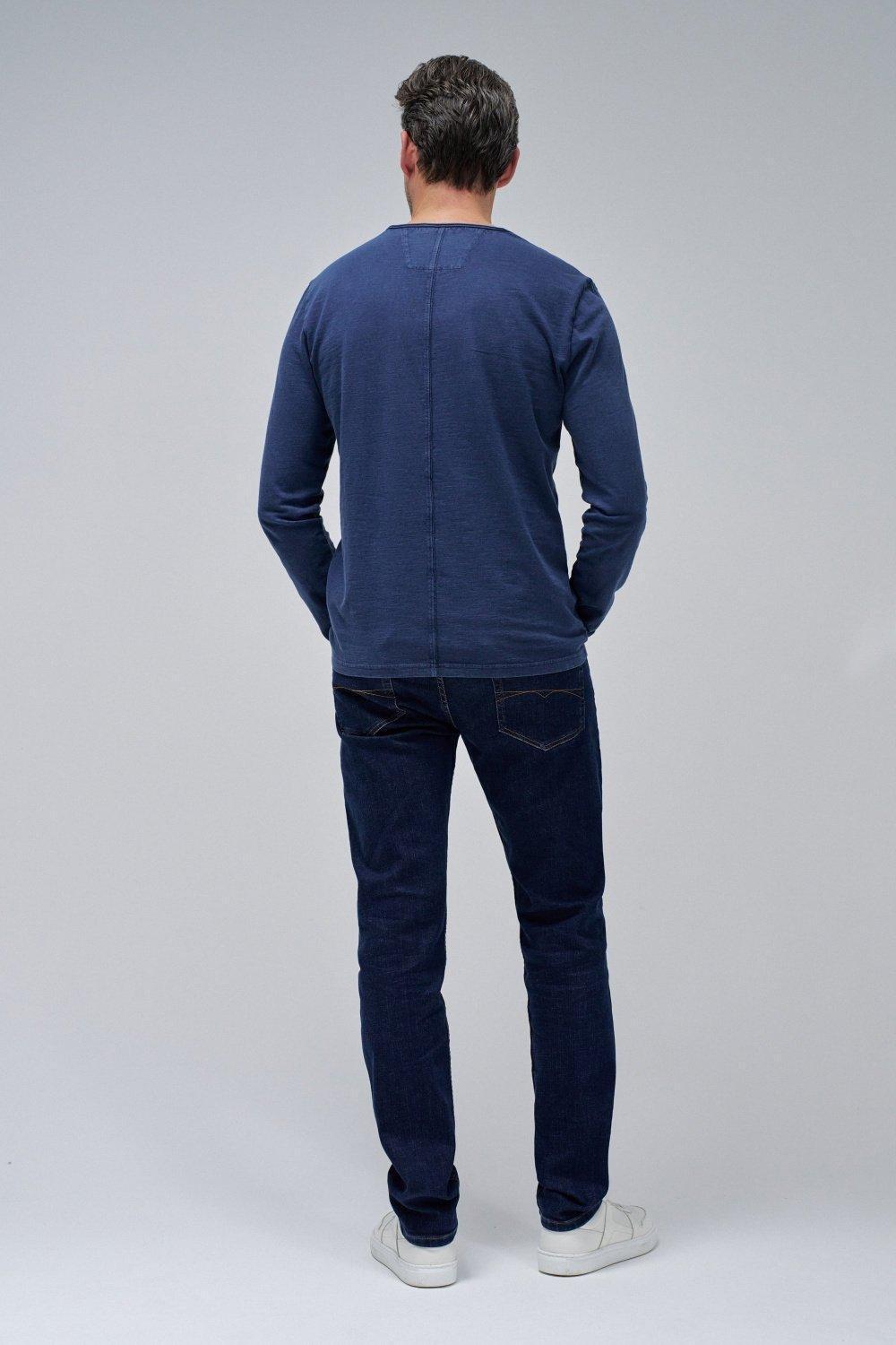 Blue Solid Casual Long Sweater, , large image number 3