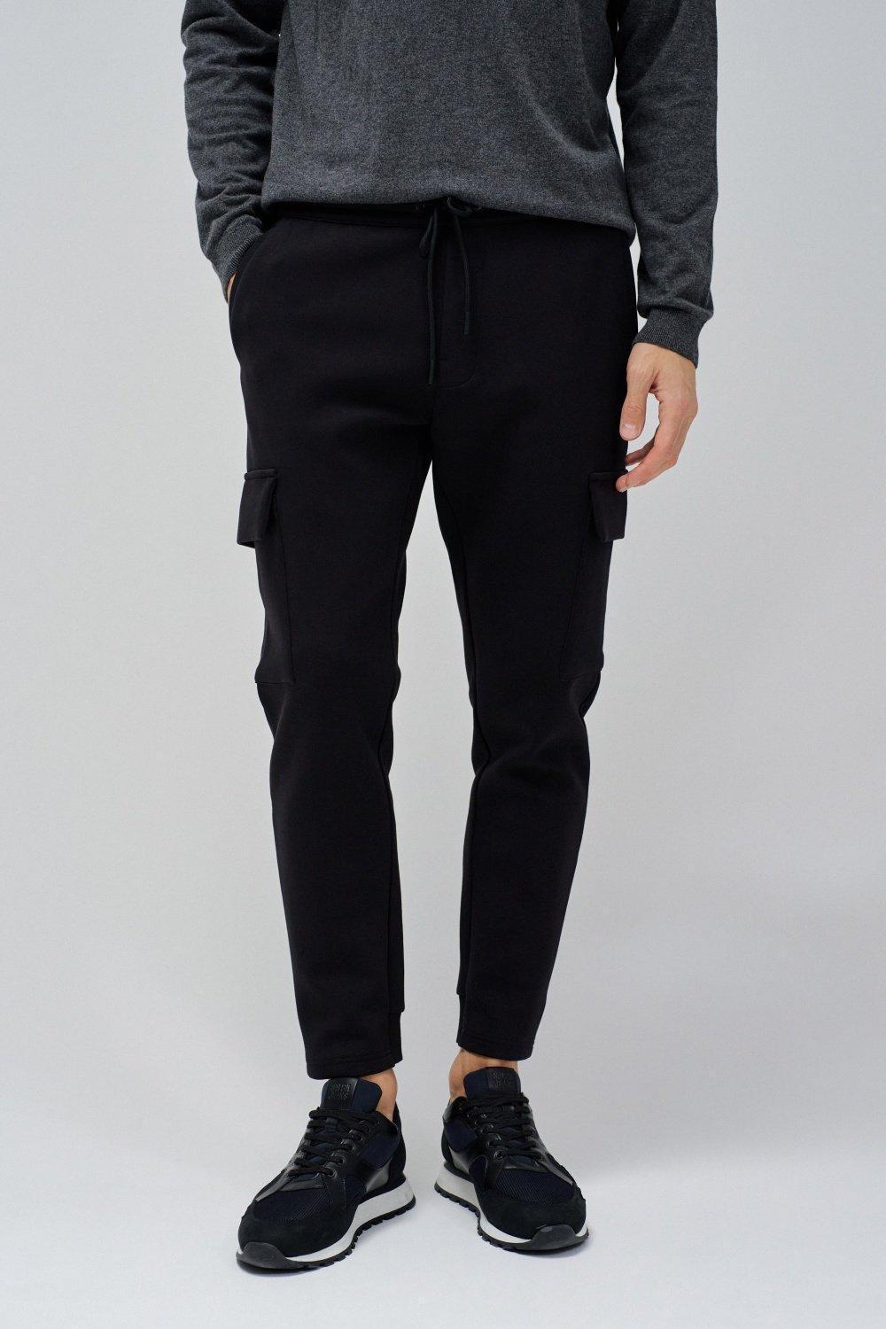 Black Solid Casual Trousers, , medium
