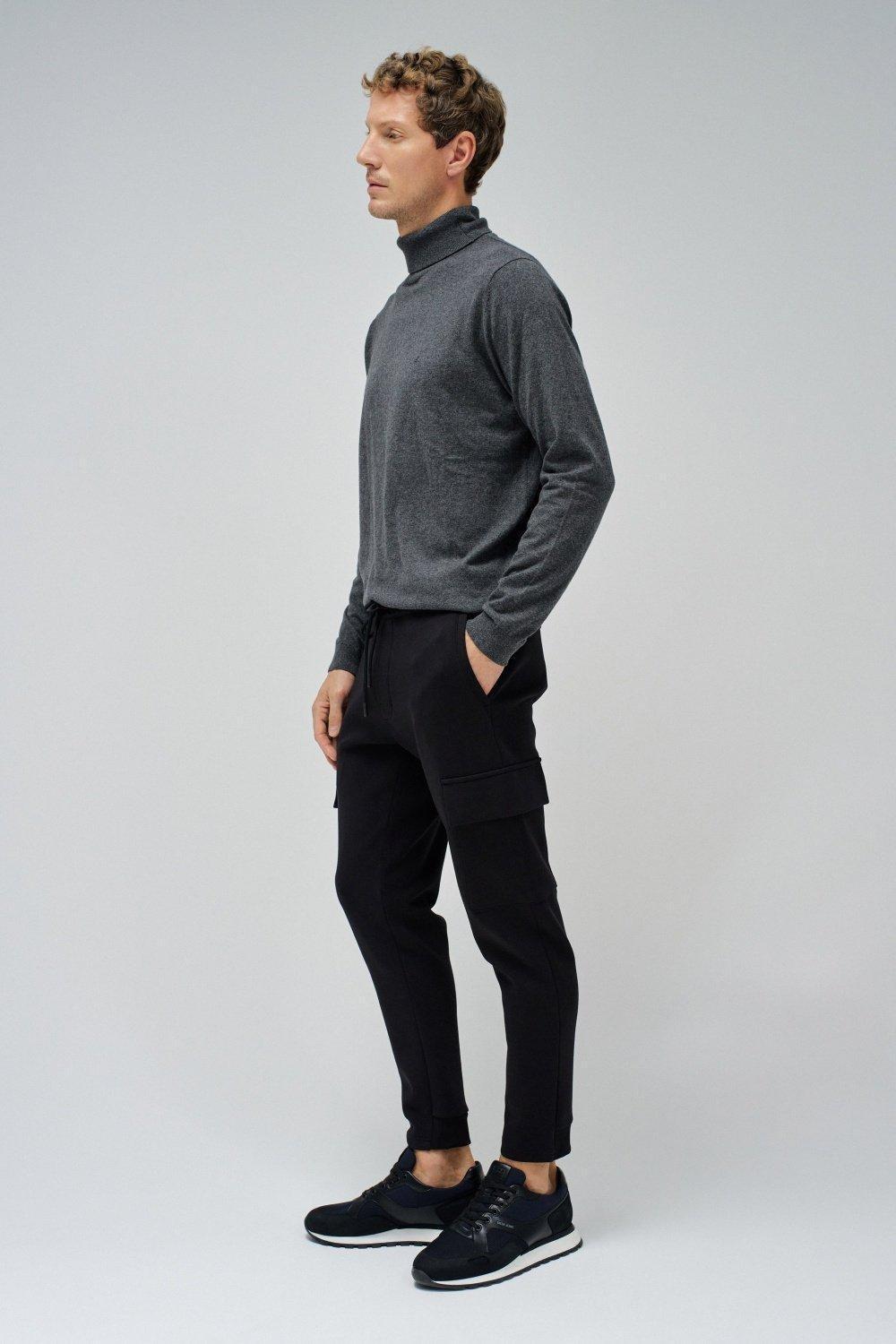 Black Solid Casual Trousers, , large image number 2