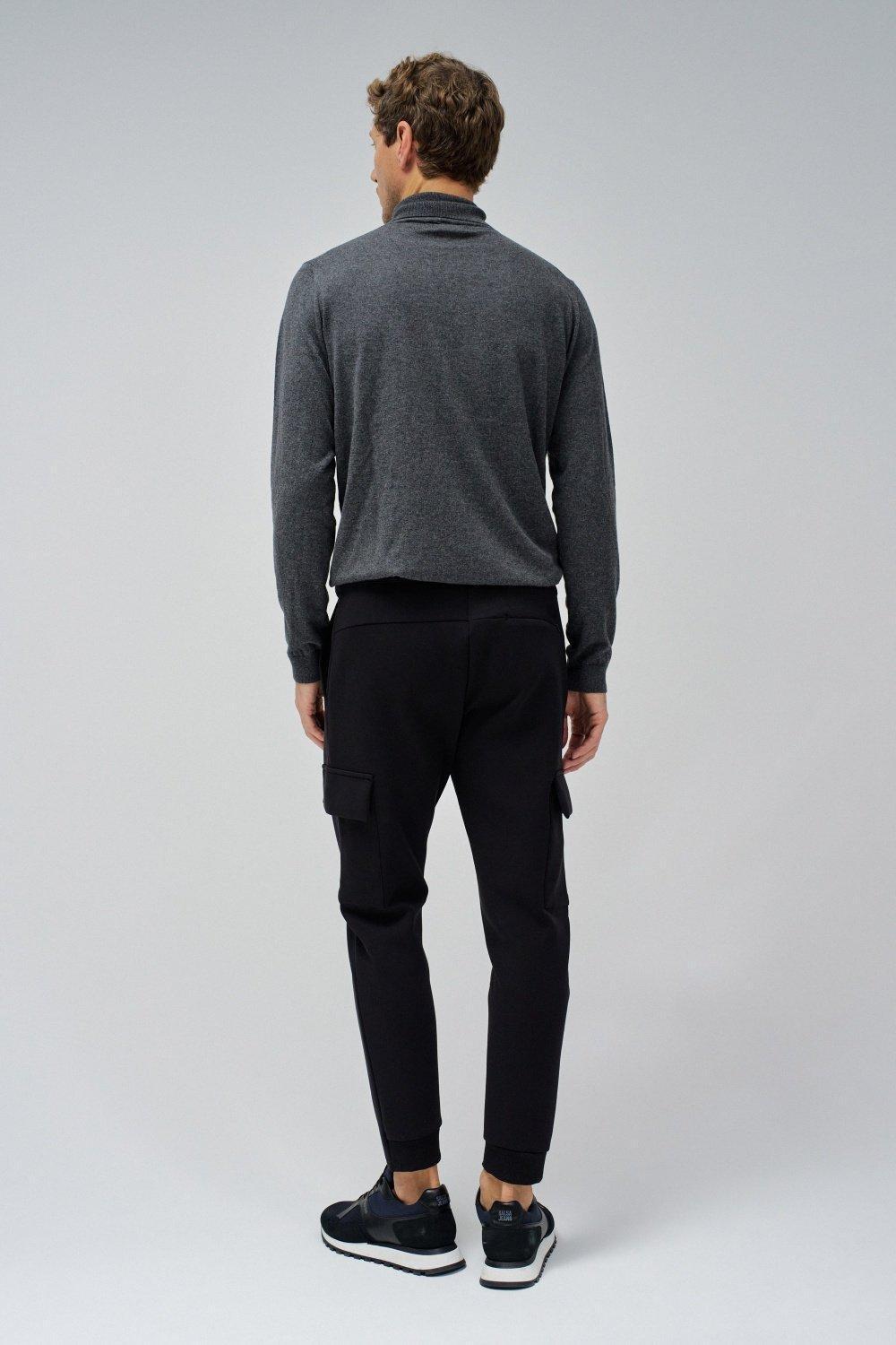 Black Solid Casual Trousers, , large image number 3