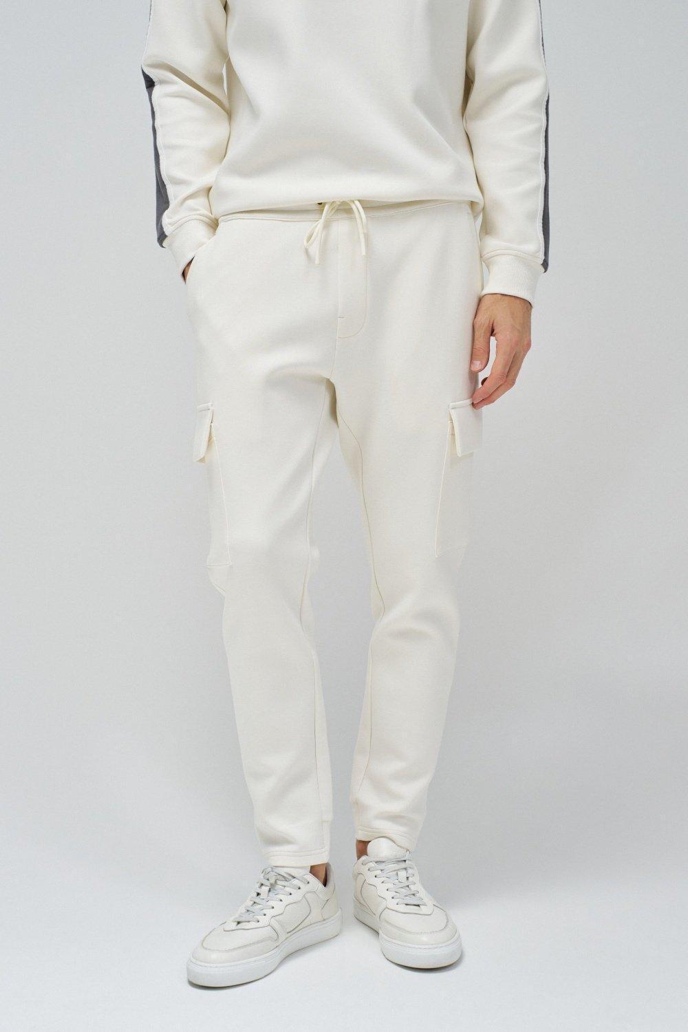 Tapered Joggers Trousers, Pearl, large image number 0
