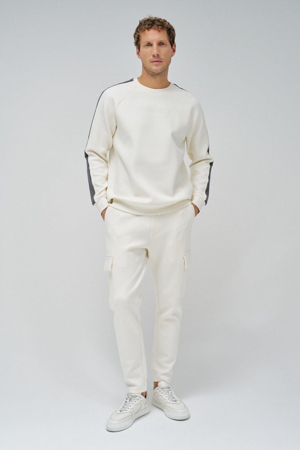 Tapered Joggers Trousers, Pearl, large image number 1