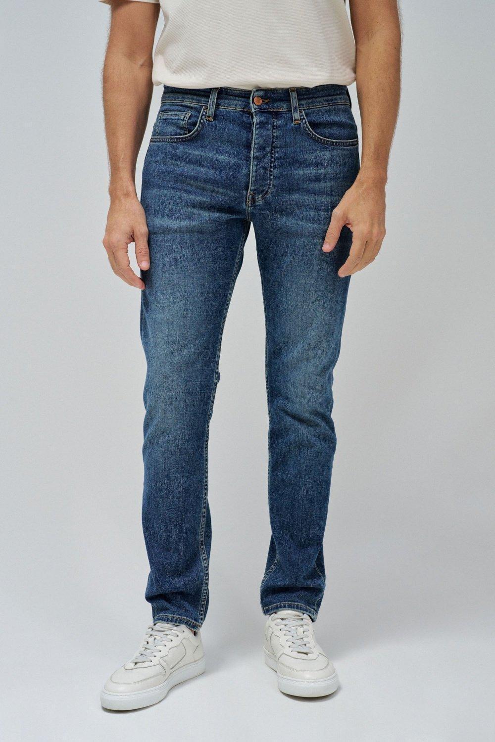 Blue Slim Ankle-Length Jeans, , medium