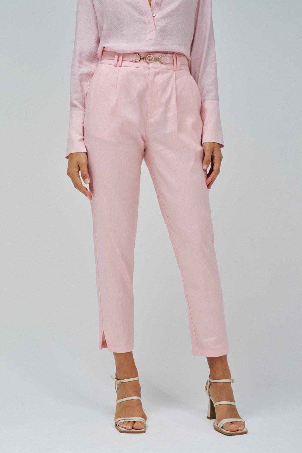 Chino In Linen, Pink, large image number 0