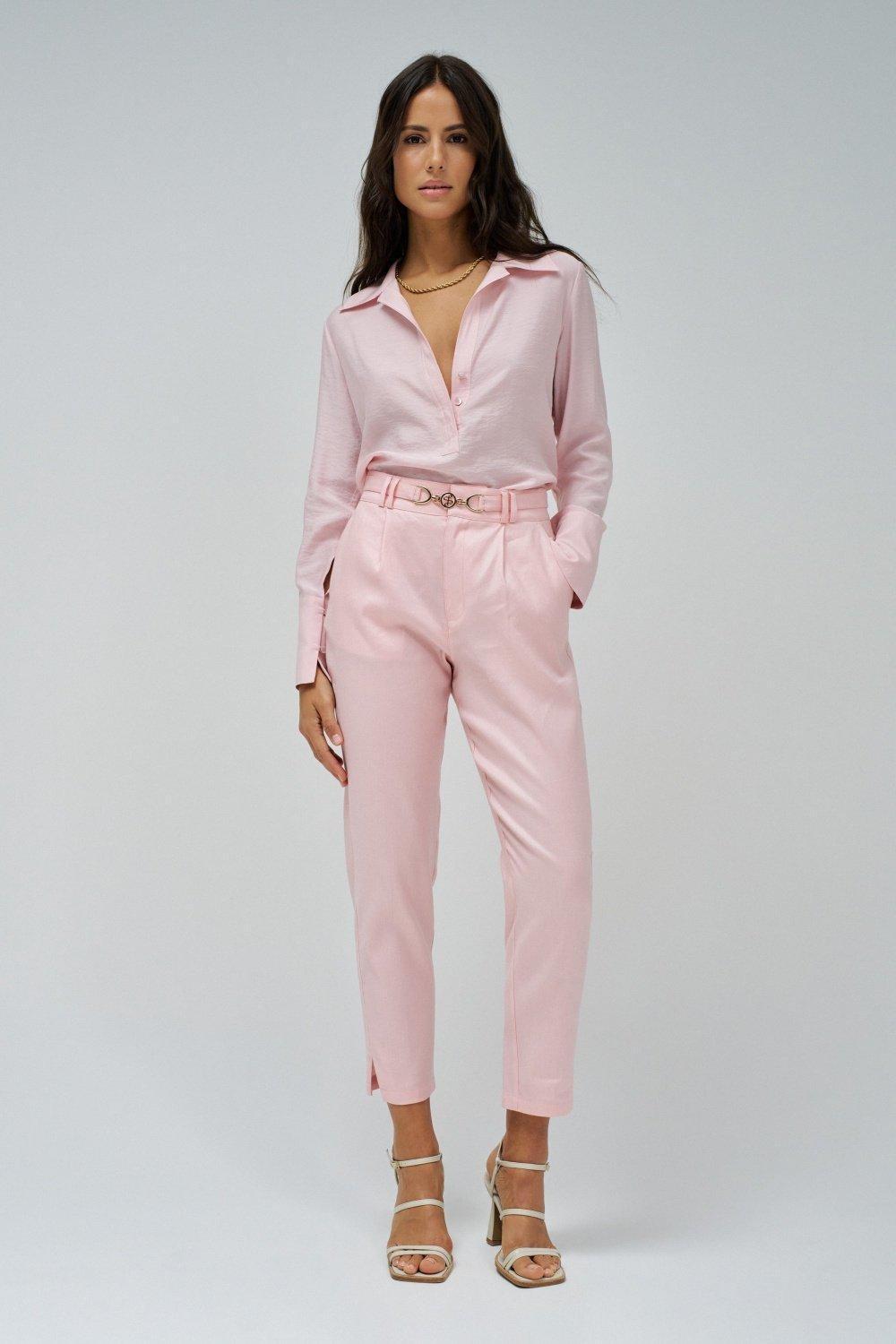 Chino In Linen, Pink, large image number 1