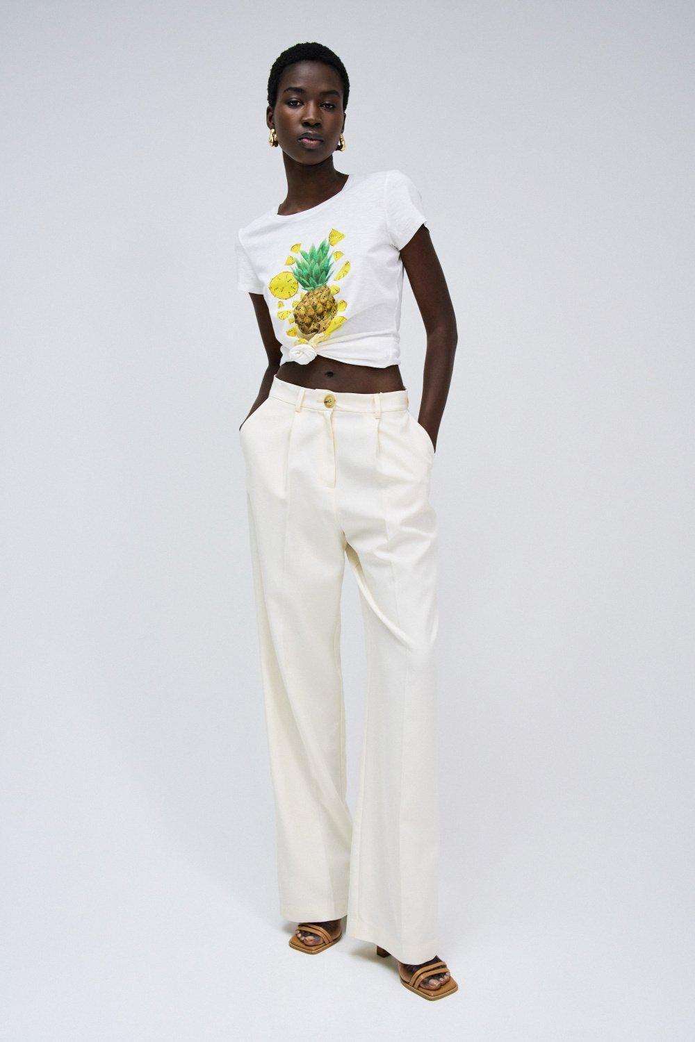 White T-Shirt With Print, , large image number 1