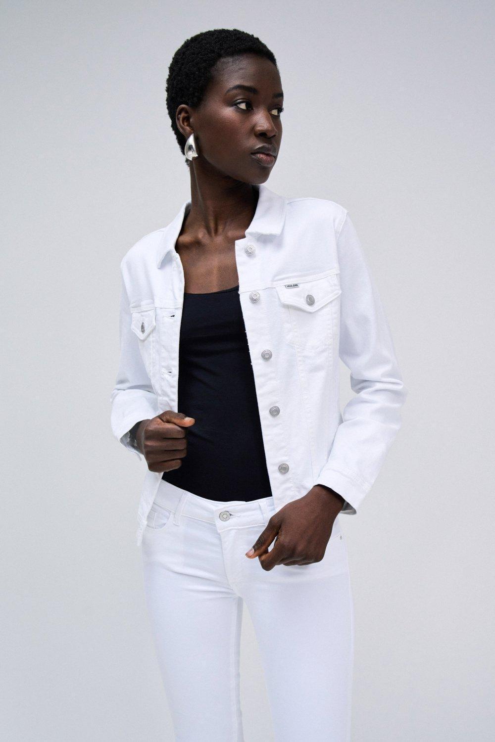 Tinted Denim Jacket, White, medium