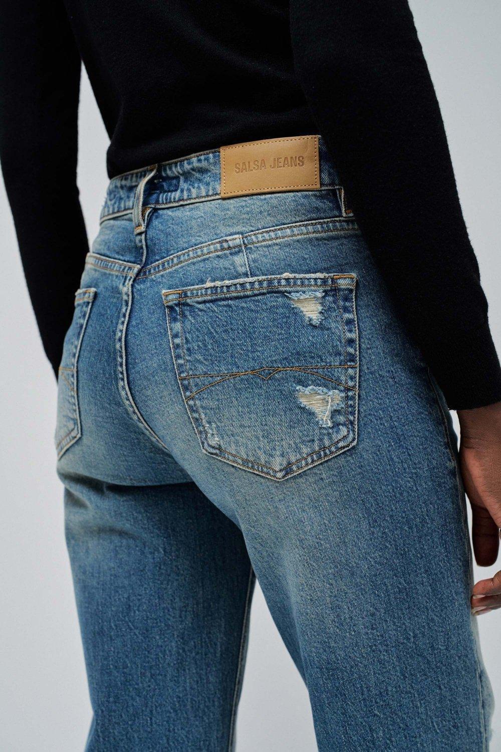 Blue Denim Ankle-Length Jeans, , large image number 4