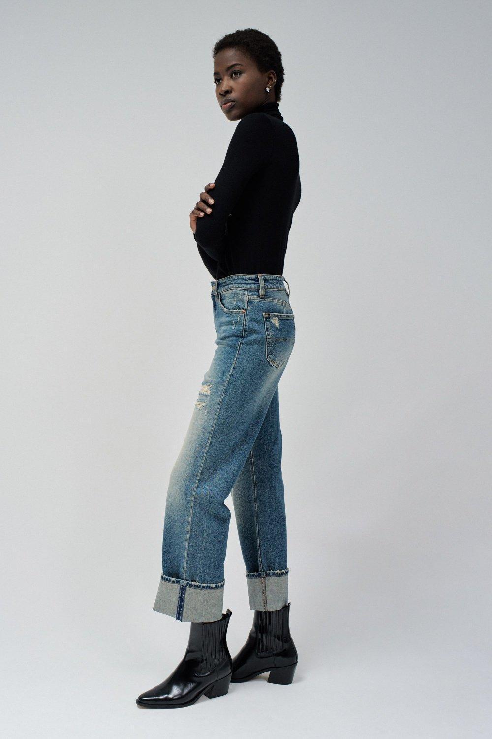 True Straight With Rips Jeans, Blue, medium