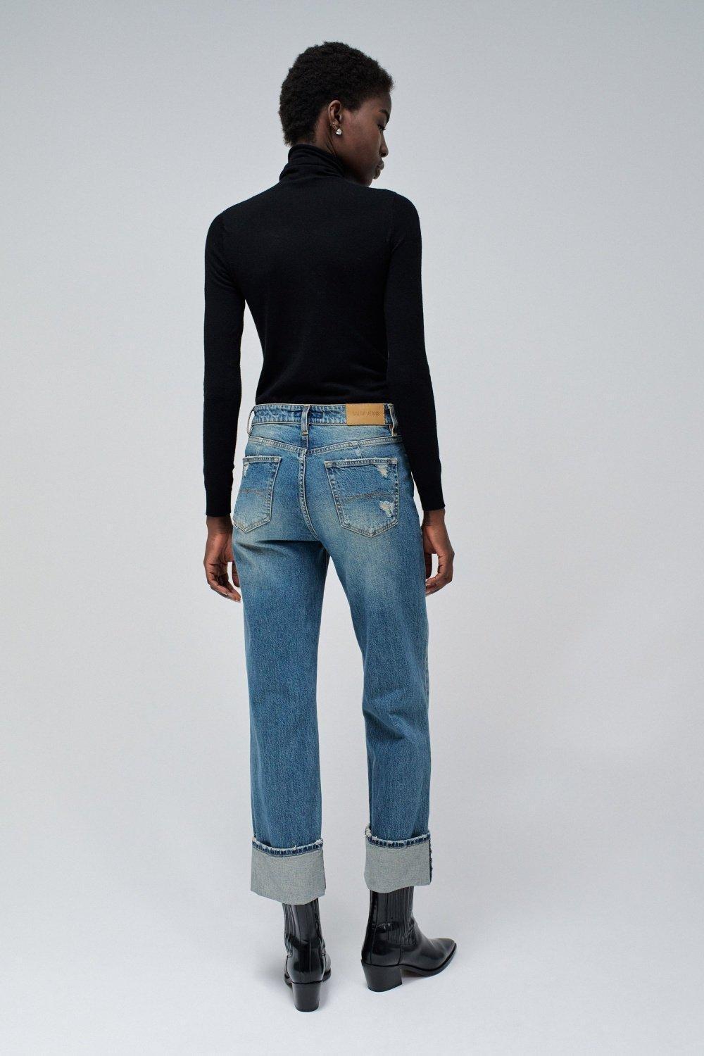 True Straight With Rips Jeans, Blue, large image number 3