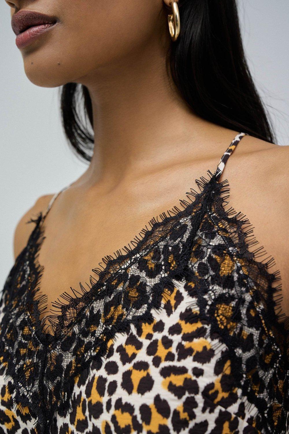 Beige Printed Laced Top, , large image number 4