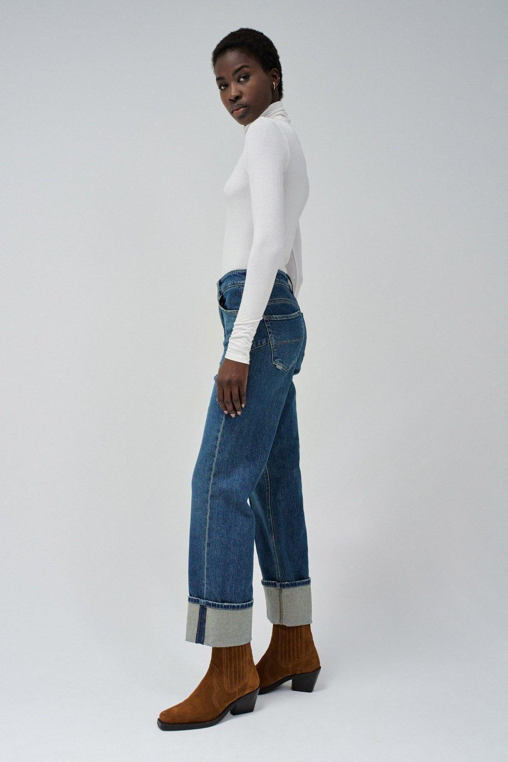 Blue Denim Straight Leg Jeans, , large image number 2