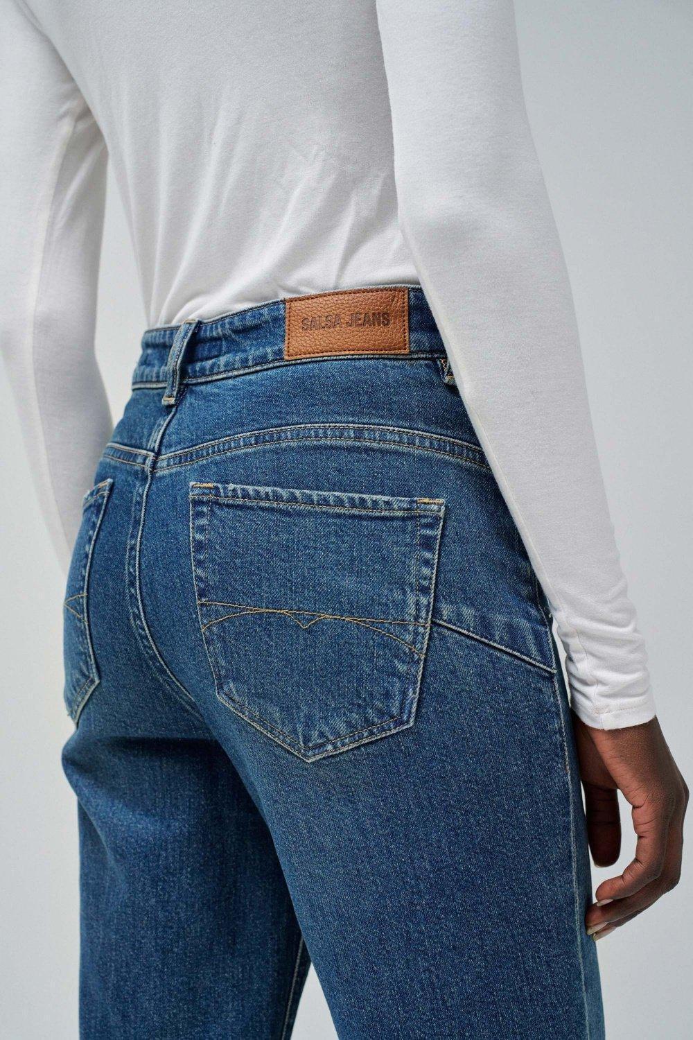 Blue Denim Straight Leg Jeans, , large image number 4