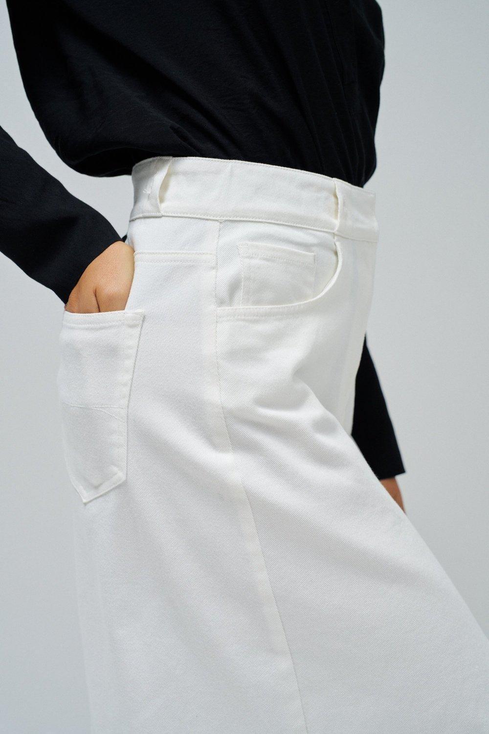 True Midi Denim Skirt, White, large image number 4