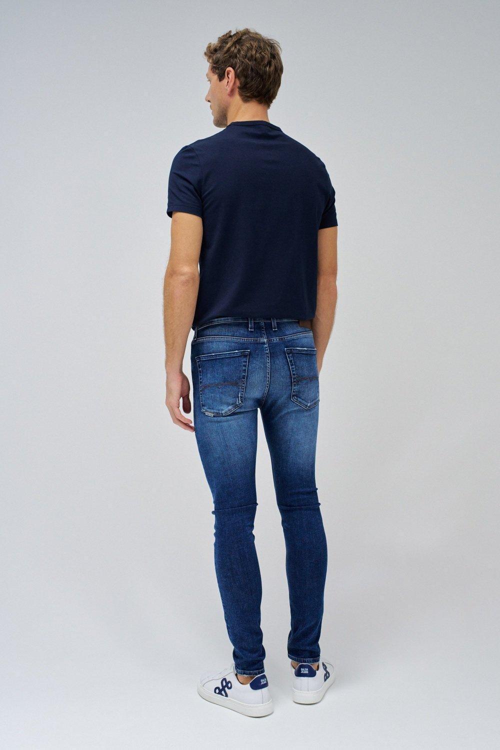 BLUE SKINNY FIT JEANS WITH RIPS, , large image number 3