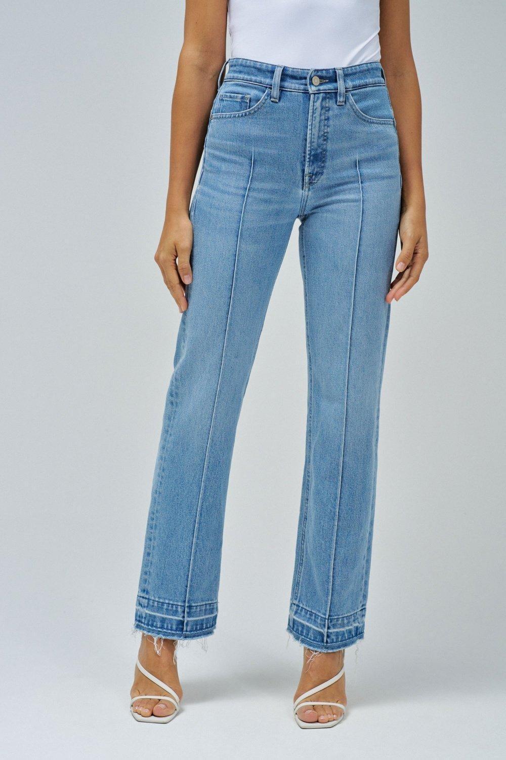 Light Wash Ankle-Length Denim Jeans, , medium