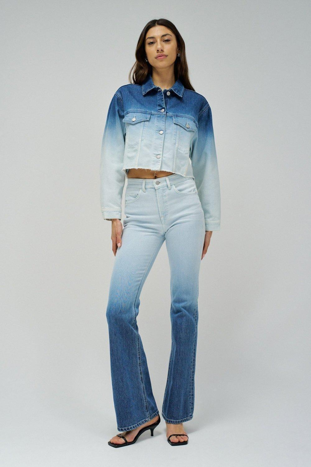 Blue  Block Cropped Jacket, , large image number 1