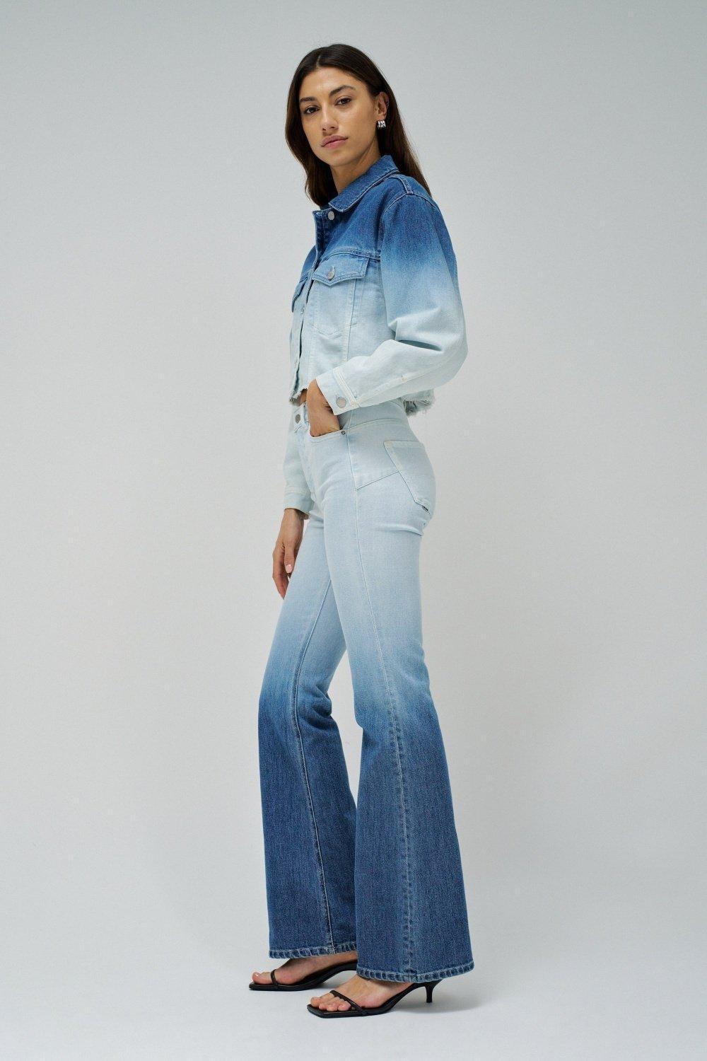 Blue  Block Cropped Jacket, , large image number 2